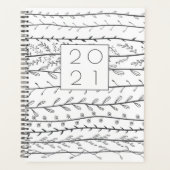 Doodle Vines Black en White Botanical Planner (Voorkant)
