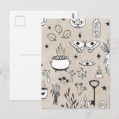 Doodle vlinder kat fles bladeren ketel sleutels briefkaart (Voorkant / Achterkant)