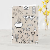 Doodle vlinder kat fles bladeren ketel sleutels kaart (Gele Bloem)