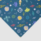 Doodle voor buitenspatroon | Blauw Tissuepapier (Detail)