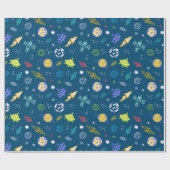 Doodle voor buitenspatroon | Donkerblauw Cadeaupapier (Vlak)