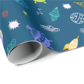 Doodle voor buitenspatroon | Donkerblauw Cadeaupapier (Rol Hoek)