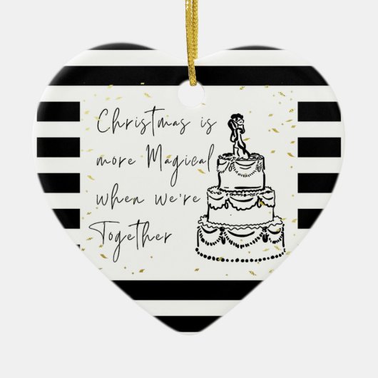 Doodle vrolijk en getrouwd keramisch ornament (Voorkant)