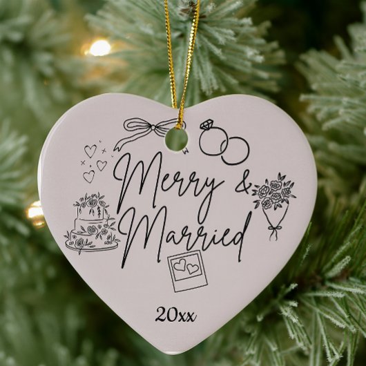 Doodle vrolijk en getrouwd keramisch ornament