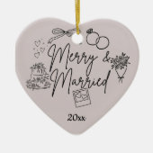 Doodle vrolijk en getrouwd keramisch ornament (Voorkant)