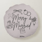 Doodle vrolijk en getrouwd rond kussen (Achterkant)