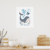 Doodle Whale Nursery Wall Art, Ocean Animal Poster (Keuken)