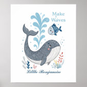 Doodle Whale Nursery Wall Art, Ocean Animal Poster (Voorkant)