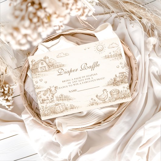 Doodle Whimsical Country Farm Diapper Raffle Informatiekaartje