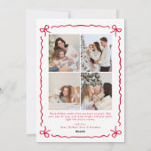 Doodle Whimsical Red Bow Photo collage Christmas   Feestdagenkaart (Achterkant)