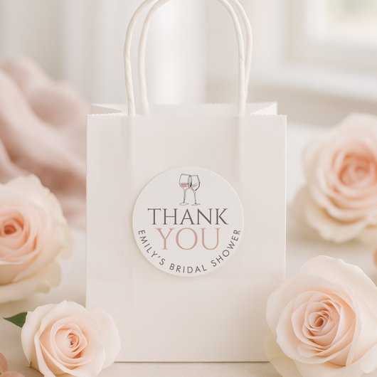 Doodle Wijn Glazen Bedankt Bruidsfeest Ronde Sticker