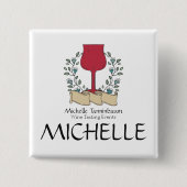 Doodle wijnglas wine test sommelier vierkante button 5,1 cm (Voorkant)