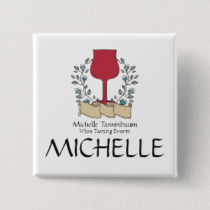 Doodle wijnglas wine test sommelier vierkante button 5,1 cm