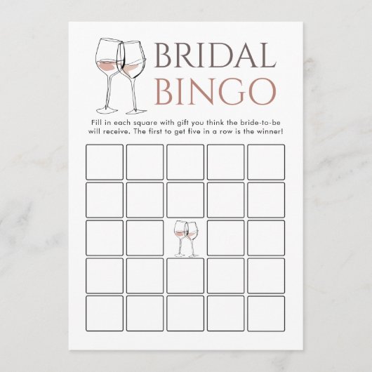Doodle Wine Bingo Bridal Shower Game card Kaart (Voorkant)