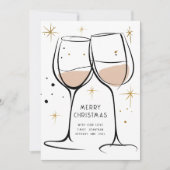 Doodle Wine Glasses 2026 Calendar Merry Christmas Feestdagenkaart (Voorkant)