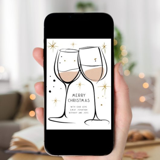 Doodle Wine Glasses 2026 Calendar Merry Christmas Feestdagenkaart