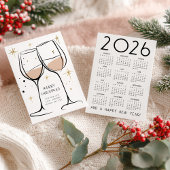 Doodle Wine Glasses 2026 Calendar Merry Christmas Feestdagenkaart