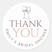 Doodle Wine Glasses Thank You Bridal Shower Ronde Sticker (Voorkant)