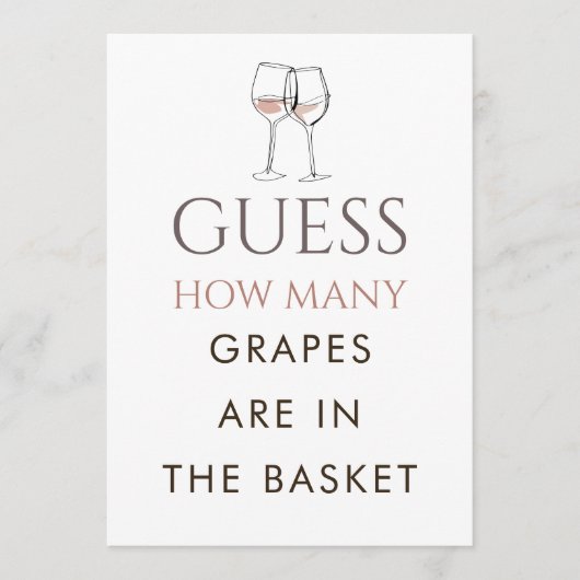 Doodle Wine Guess How Many Game Bridal Shower Card Kaart (Voorkant)