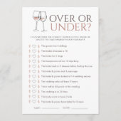 Doodle Wine Over or Under Bridal Shower Game Card Kaart (Voorkant)