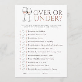 Doodle Wine Over or Under Bridal Shower Game Card Kaart