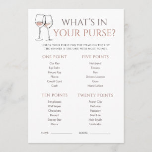 Doodle Wine Wat zit er in je tas Bruiloft spel Kaart