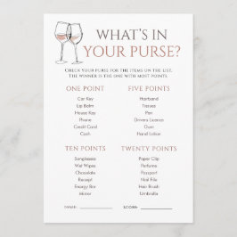 Doodle Wine Whats in Purse Bridal Shower Game Kaart