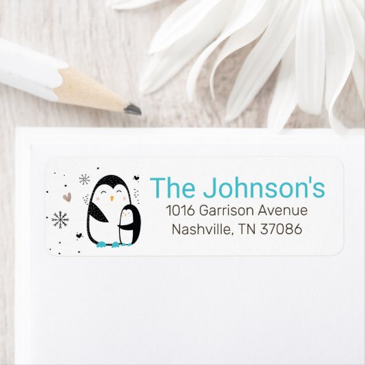 Doodle Winter Penguin Return Address Label (Insitu)