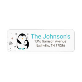 Doodle Winter Penguin Return Address Label