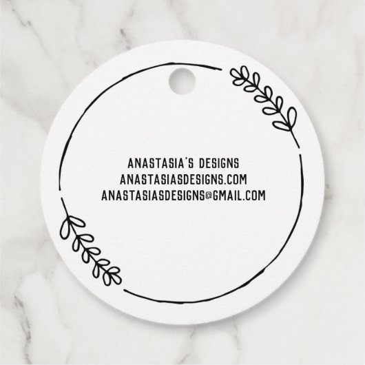 Doodle Wreath Handgemaakt met liefde Bedankjes Labels (Achterkant)