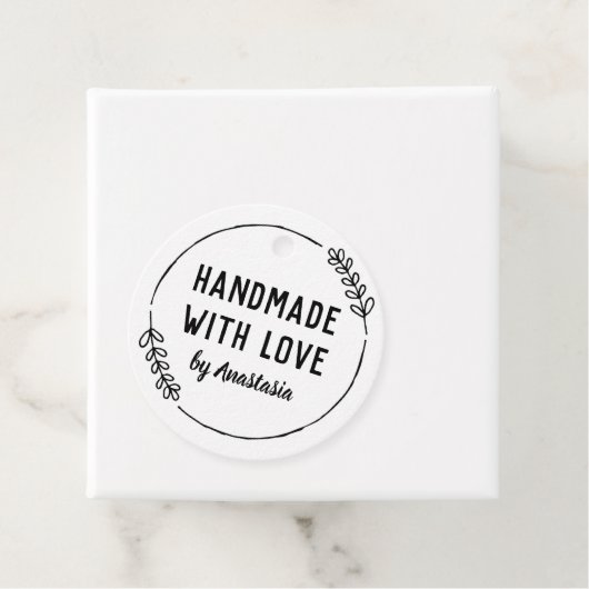 Doodle Wreath Handgemaakt met liefde Bedankjes Labels (In situ)