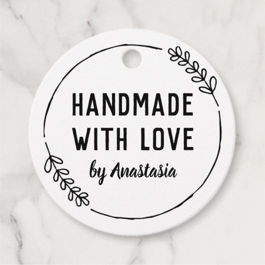 Doodle Wreath Handgemaakt met liefde Bedankjes Labels (Voorkant)