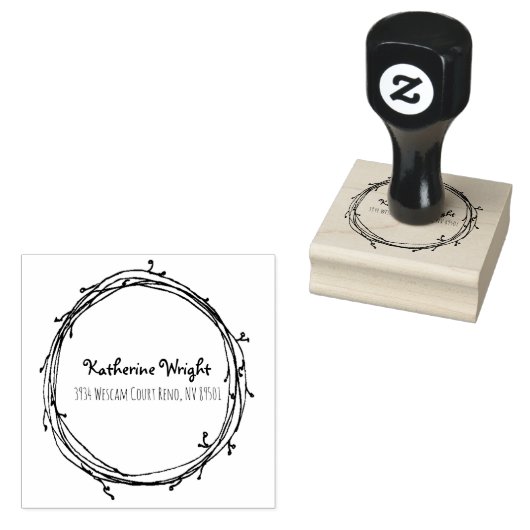 Doodle Wreath Rubber Stamp Rubberstempel (Gestempeld)