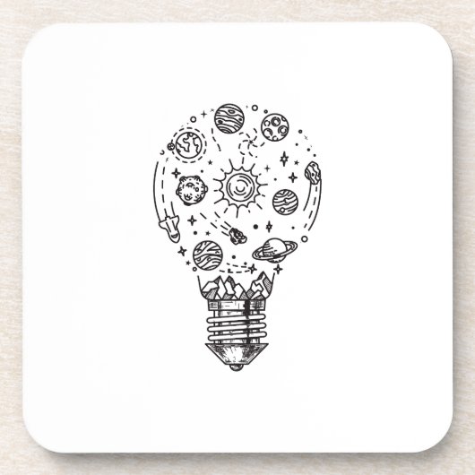 Doodle zonnestelsel in bol bier onderzetter (Voorkant)