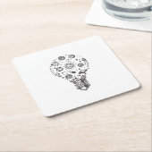 Doodle zonnestelsel in bol kartonnen onderzetters (Schuin)