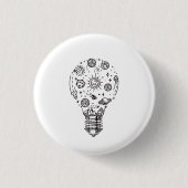 Doodle zonnestelsel in bol ronde button 3,2 cm (Voorkant)