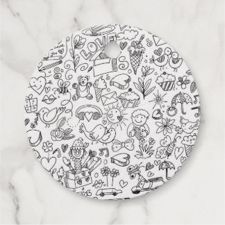 Doodle Zwart & Wit Bedankjes Labels