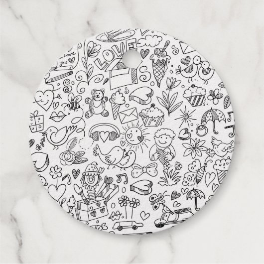 Doodle Zwart & Wit Bedankjes Labels (Achterkant)