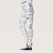 Doodle zwart-wit patroon leggings (Links)