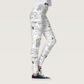 Doodle zwart-wit patroon leggings (Rechts)