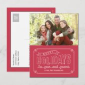 Doodled Banner Holiday Photo Card Briefkaart (Voorkant / Achterkant)