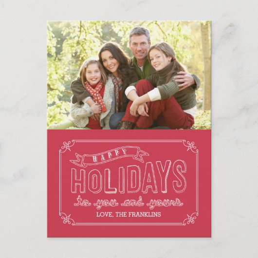 Doodled Banner Holiday Photo Card Briefkaart (Voorkant)
