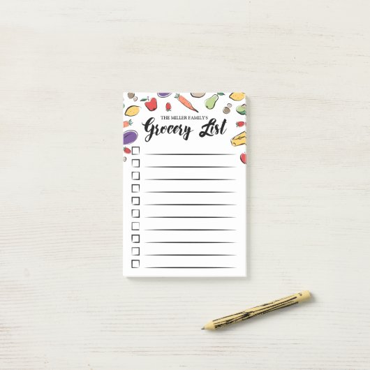 Doodled checkbox boodschappenlijst post-it® notes (Op bureau)