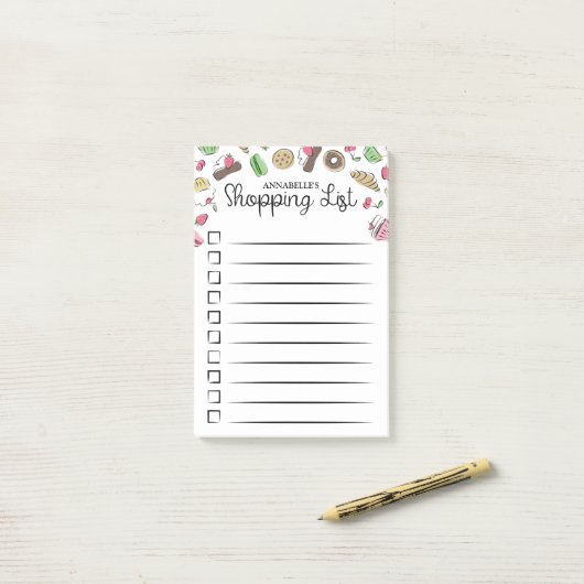 Doodled Desserts Checkbox Winkellijst Post-it® Notes (Op bureau)