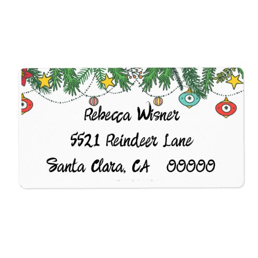 Doodled Holiday Greetings Etiket (Voorkant)