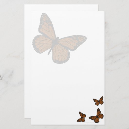 Doodled Monarch Stationery Briefpapier (Voorkant / Achterkant)