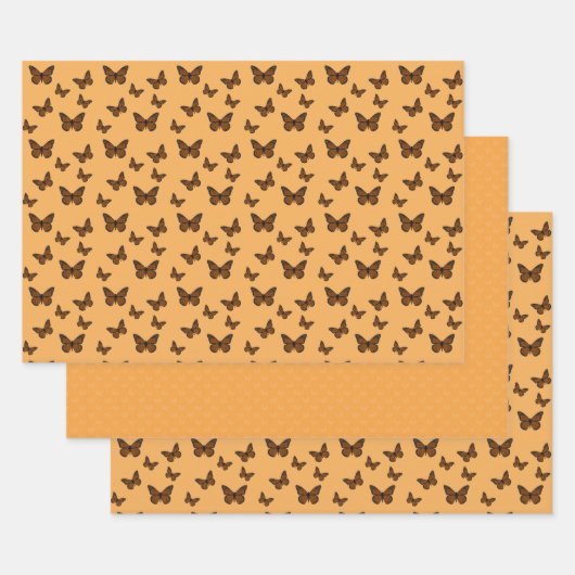 Doodled monarch wrapping papier set inpakpapier vel (Set)