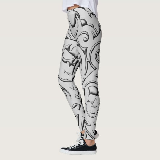 Doodled Skull-ontwerp Leggings (Links)