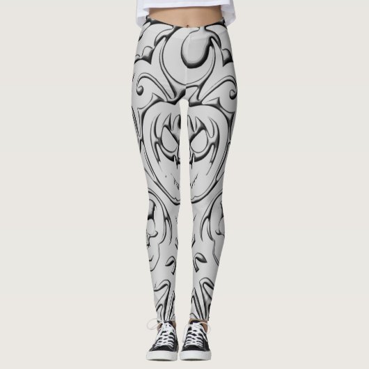 Doodled Skull-ontwerp Leggings (Voorkant)