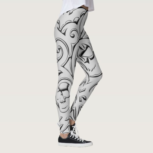 Doodled Skull-ontwerp Leggings (Rechts)